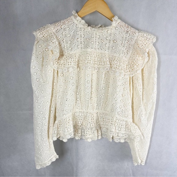 Doen Floryn Blouse - Lace Trim Broderie Anglaise Shirt - Size S - Picture 10 of 10